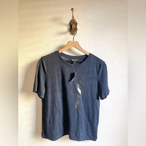 Banana Republic Navy Short Sleeve Linen Blend Crewneck Tee